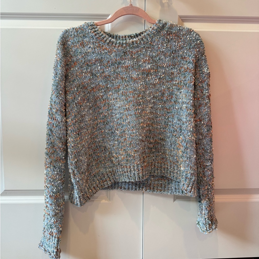 Light blue shiny cropped sweater